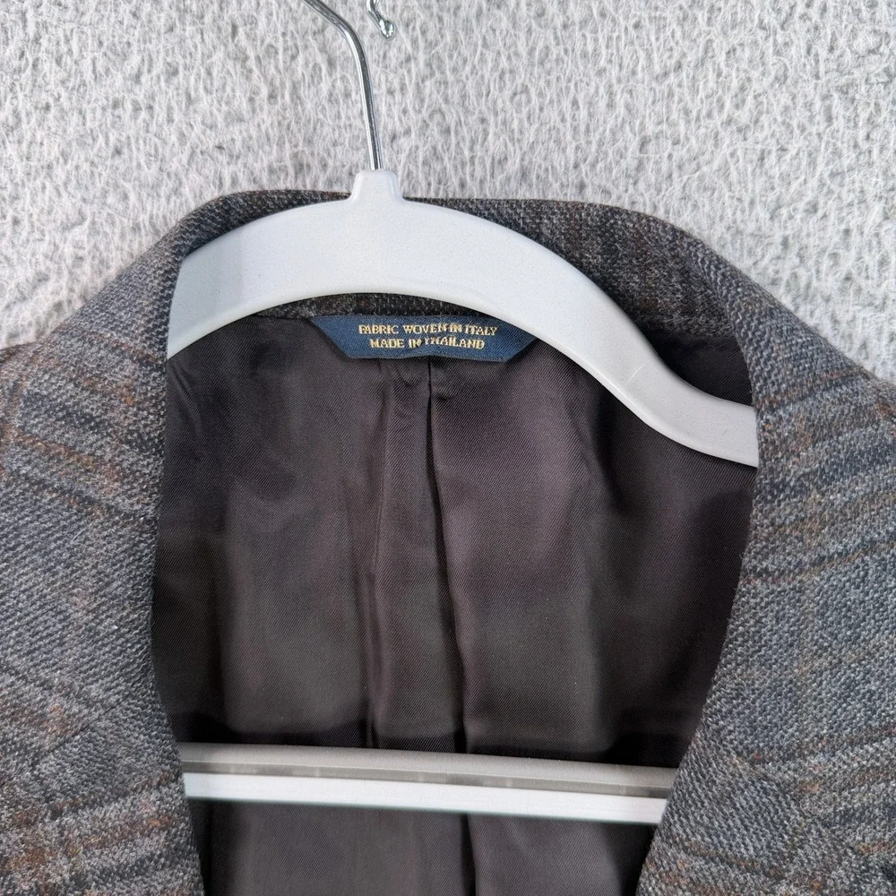 Brooks Brothers Sport Coat Mens 46L Gray Plaid Madison Wool Lanificio di Pray